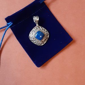 Artisan Crafted Cushion Shaped Lapis Pendant